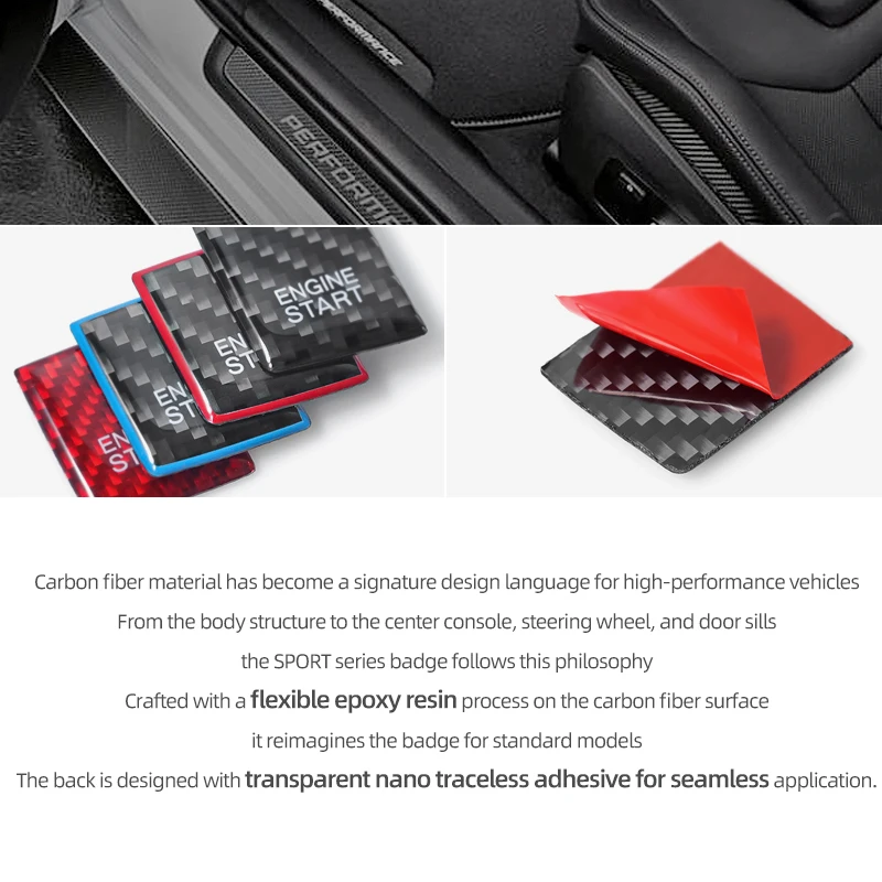 Carbon Fiber Engine Ignition Start/Stop Button Trim Stickers - Car Interior Decoration Accessories