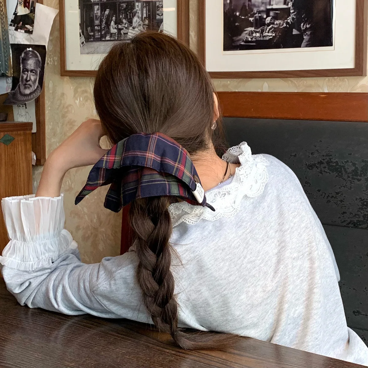 Vintage Plaid Taste Bogen Elastische Haar Gummibänder Für Frauen Süße Haar Ornament Scrunchies Haar Krawatte Haar Seil Haar Zubehör – Detail 2
