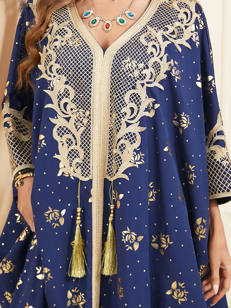 Kimono Abaya Dubai Luxury Dress Muslim Fashion Tassel Batwing Sleeve Casual Loose Moroccan Kaftan Women's Jalabiya Ramadan
