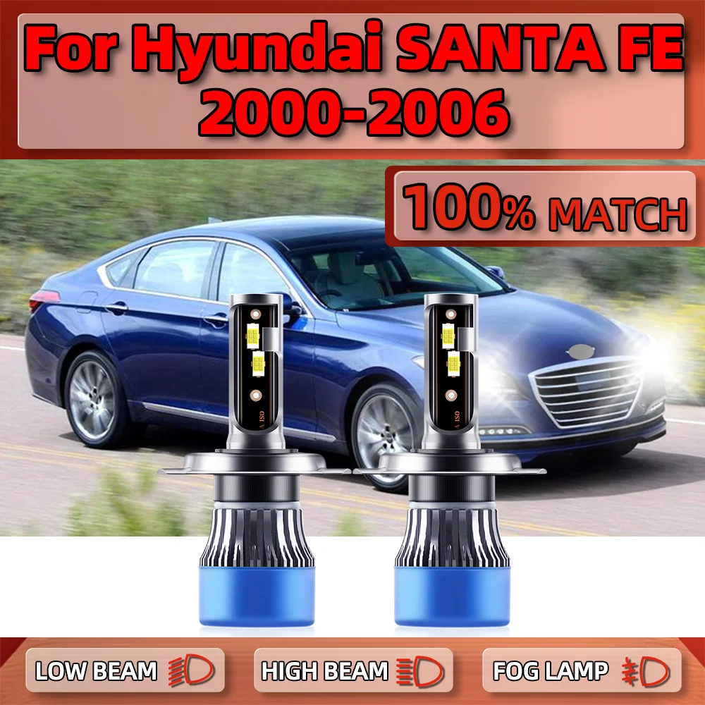 

H4 LED Headlight Bulbs 120W 20000LM Car Light 6000K White Auto Lamps 12V For Hyundai SANTA FE 2000 2001 2002 2003 2004 2005 2006