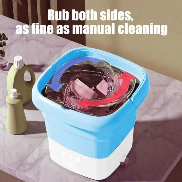 Folding Washing Machine  Clothes With Dryer Bucket Washing  Socks Underwear Mini Washing Machine With Drying Centrifuge 3