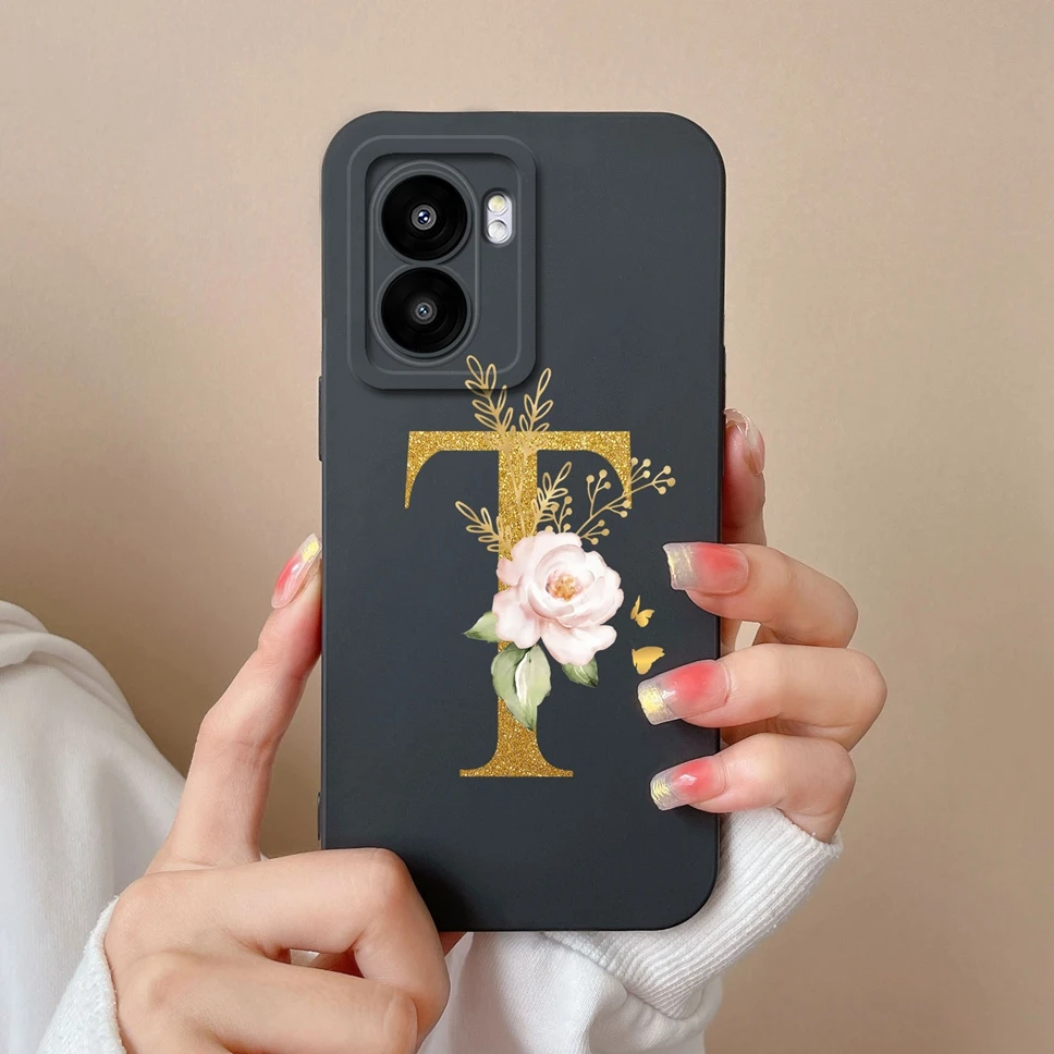 Pretty Flower Letters Liquid Silicone High-Quality Phone Cover