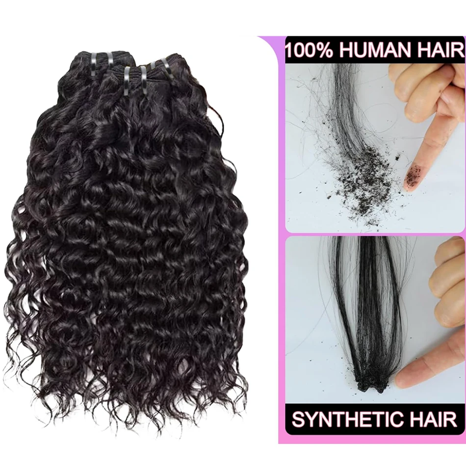 Extensioni di capelli umani vergini malese Water Wave per donna, ondulate e bagnate, 1/3/4 pezzi, capelli grezzi non trattati - immagine 5