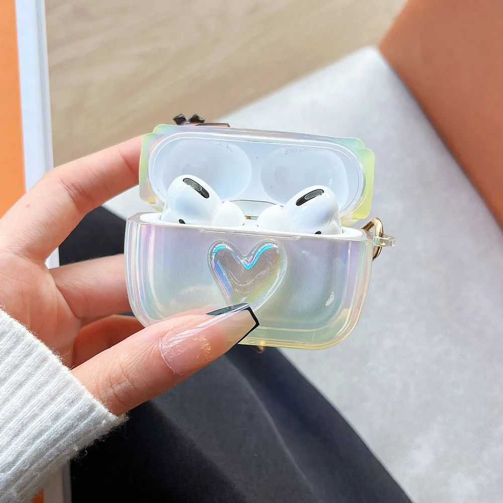Simple Dreamy Color Colorful Heart Earphone Cover for Apple Airpods 3 Pro Soft Luxury Cases with