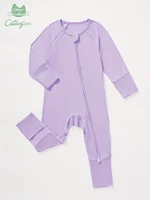 Bamboo Fiber Comfort Long Sleeve Bodysuit with Convertible Foot Cover Zipper Design, Baby Boy and Baby Girl Bodysuits 1