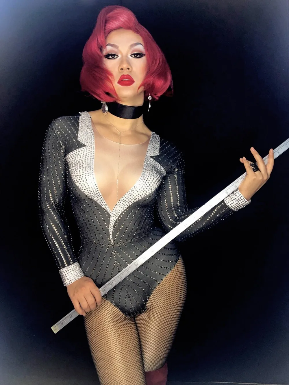 

Новый черный сексуальный блестящий женский боди, высокая эластичность, трико, комбинезон с яркими кристаллами, певец, ночные костюмы для диджея