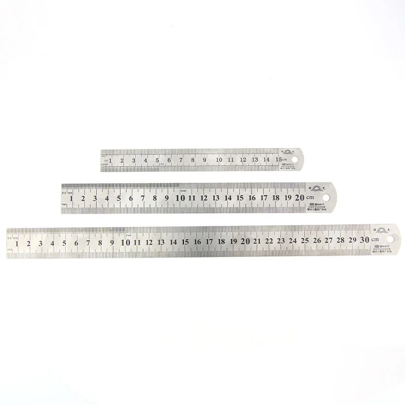 Carpentry Square Ruler Measurement Tool 1pcs Straightedge Double Side Scale Metal Ruler High Quality Stainless Steel Woodworking Drawing Measuring Tools 0-15/25/30mm