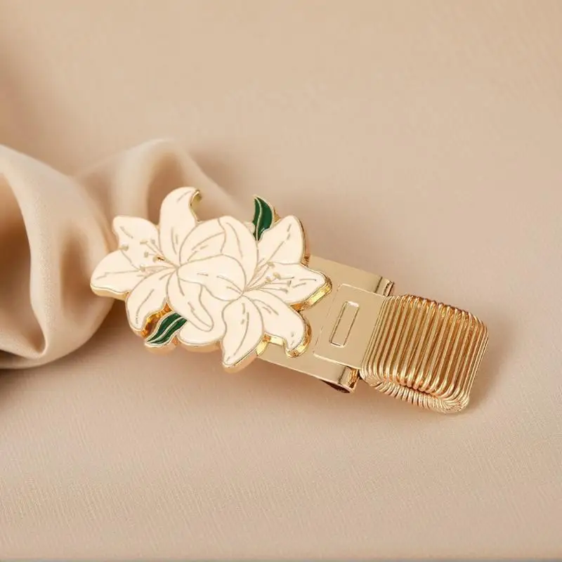 한 개의 꽃을 테마로 한 금속 펜 클립, 창의적인 복고풍 스프링 펜 클립, 학생용 펜 클립, 노트북 및 학교 용품에 적합