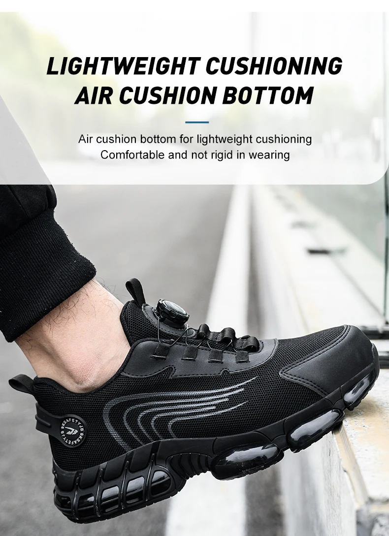 Rotating Button Safety Shoes Men Work Sneakers Indestructible Shoes Puncture-Proof Protective Shoes Work Boots Steel Toe Shoes