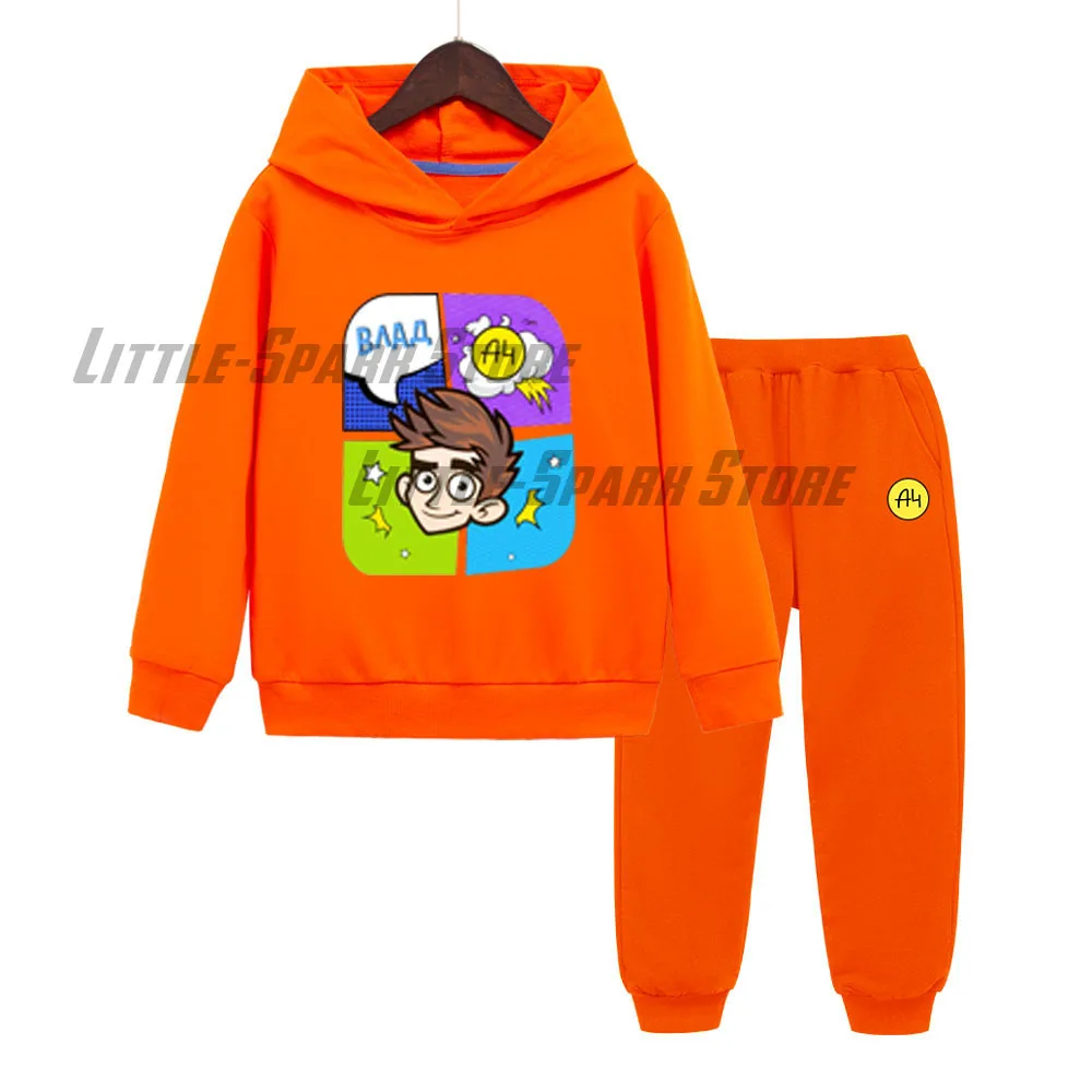 Children Hoodies Merch A4 ГЛЕНТ Blue Hooded sweatshirts Pants Suit Cotton Kids clothing Tops Boy Girl Hoodies Pullover 5