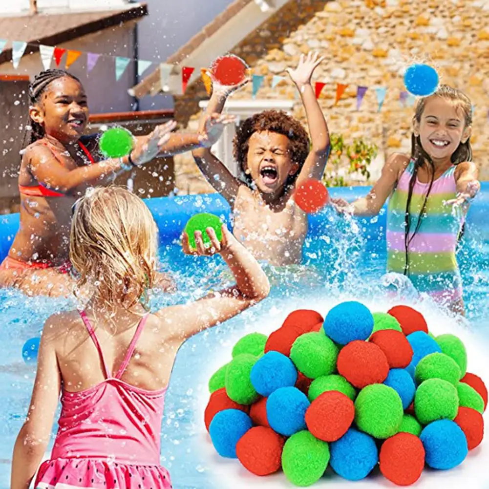 50Pcs Cotton Water Bomb Balls High Bounce Swimming Pool Splash Water Balls Boys Fight Games Outdoor Play Toys