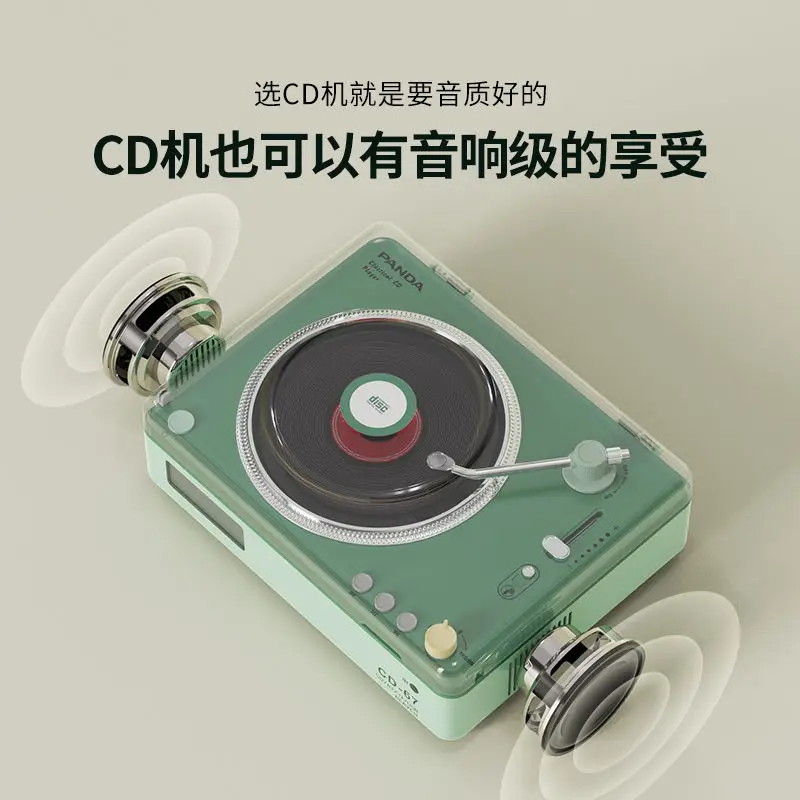 Panda CD Player CD67 Classic Retro Speaker Disc CD Sound System Supports LINE OUT/USB/TF CARD/Bluetooth 5.0 Home Player Speaker