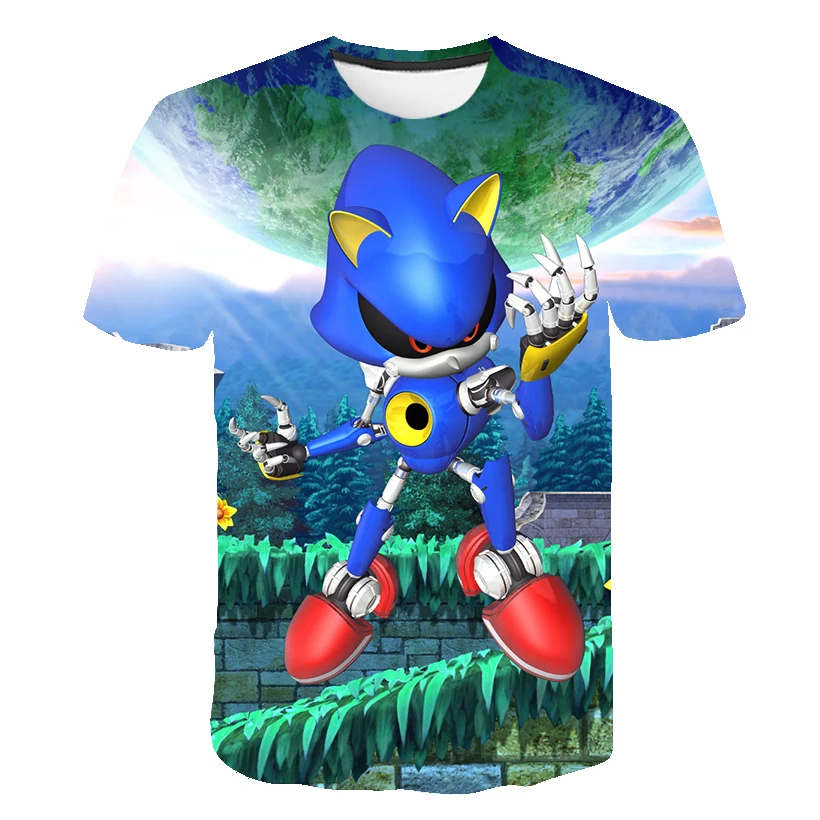 ganni t shirt 2022 new kid's Shirt, Round Neck T-shirt, 3D Printing, super sonic, casual Fashion Trend, Summer New Style, kids size 4-14T christmas shirts