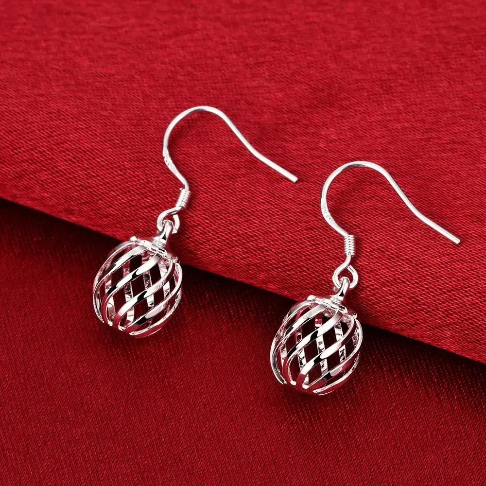 

New 925 Sterling Silver Hollow Creative Lantern Earrings for Women Fashion Party Wedding Accessories Jewelry Holiday Gifts