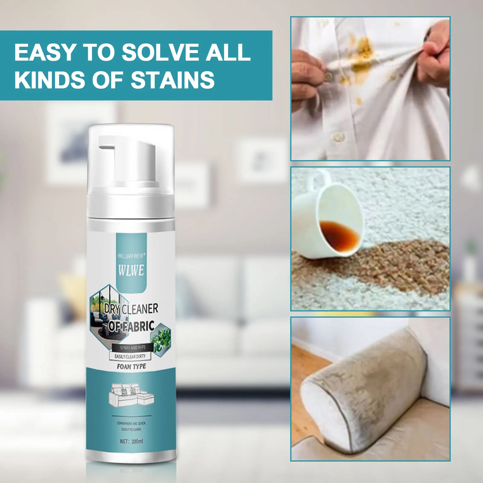 Couch Fabric Cleaner Upholstery Cleaner Car Seat Carpet MultiPurpose Foam Powerful Decontaminate Quick Dry Sofa Curtain