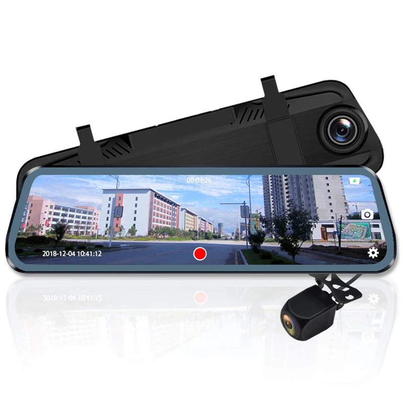 

New streaming media 10 inch full touch screen 1080P HD rearview mirror car dvr black box with night vision