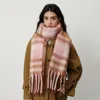 Winter Thick Warm Womens Scarf Big Colorful Checked Neckerchief Thick Warm Soft Scarves Casual Tassel Blanket Scarf