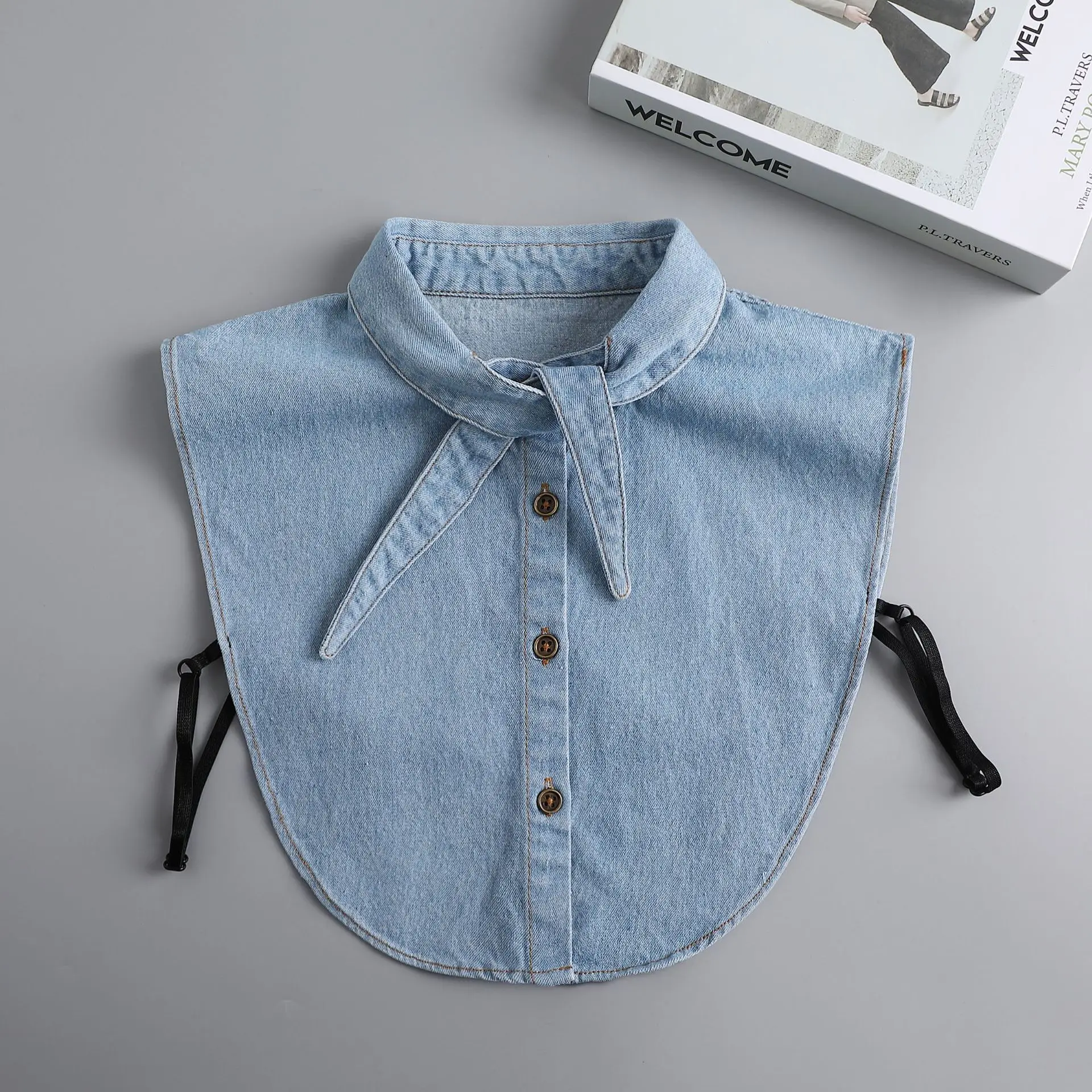 

Women Bowknots Fake Collar Shirt Detachable Collars Solid Color Shirt Lapel Blouse Top Female White Clothes Shirt Decor