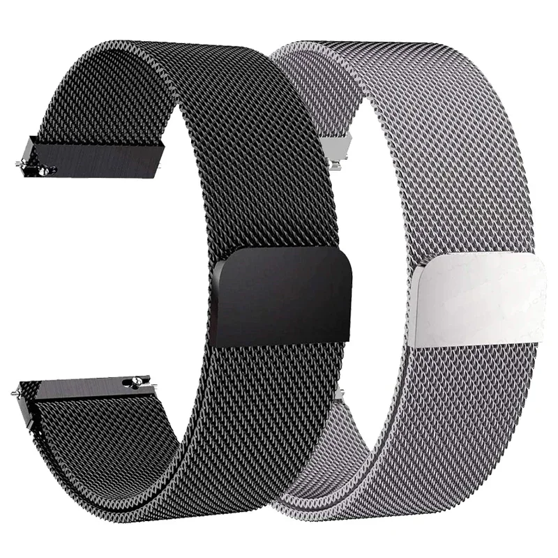 Magnetic Stainless Steel Loop Band - 22mm Adjustable Metal Strap Bracelet
