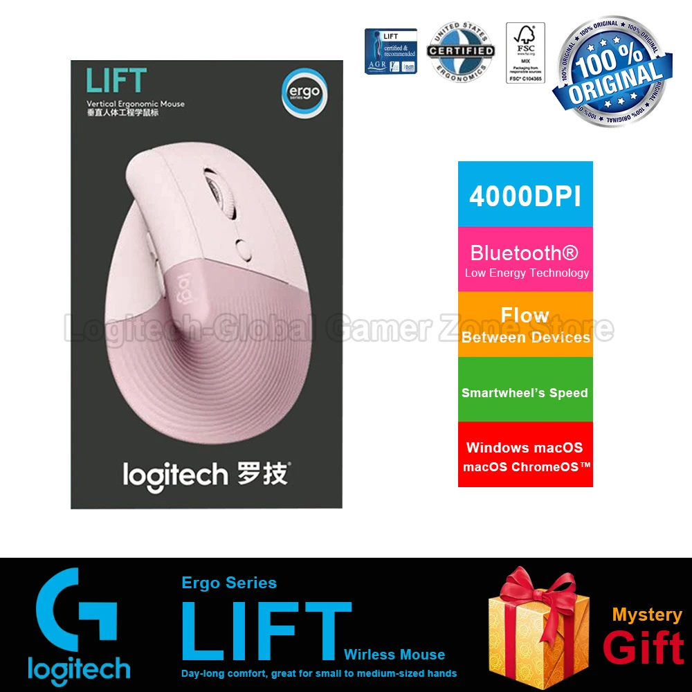 Logitech Lift Vertical Ergonomic Mouse Wireless Bluetooth 6 Buttons Office  Mouse 4000dpi Gaming Mice For Laptop/pc/mac/ipad - Mouse - AliExpress