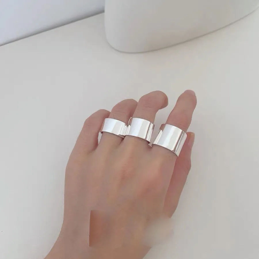 925 Sterling Silver Rings For Women Girl Female Open Minimalist Retro Wide Ring Creative Anillos Bague Fine Jewelry silver rings silver ring