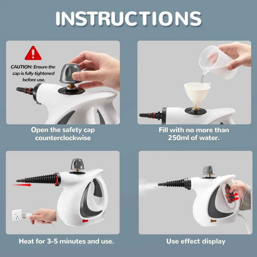 Handheld Steam Cleaner, Portable Steamer with Large Capacity,11-Piece Accessory Set for Floor, Car, Carpet, Windows Cleaning 5