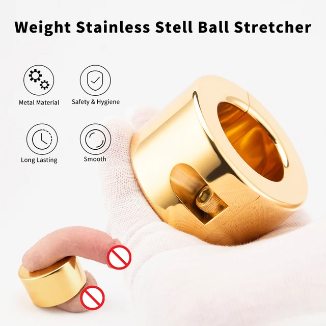 Gold Heavy Ball Stretcher Peni Rings Scrotum Testicle Stretching