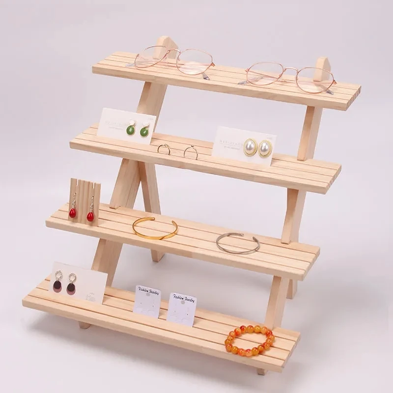 Présentoir Boucles D'Oreilles SUNNYCLUE - 2 Niveaux, 24 Trous, Base Bois Massif, Structure Fer Blanc - Organisateur Bijoux 21cm