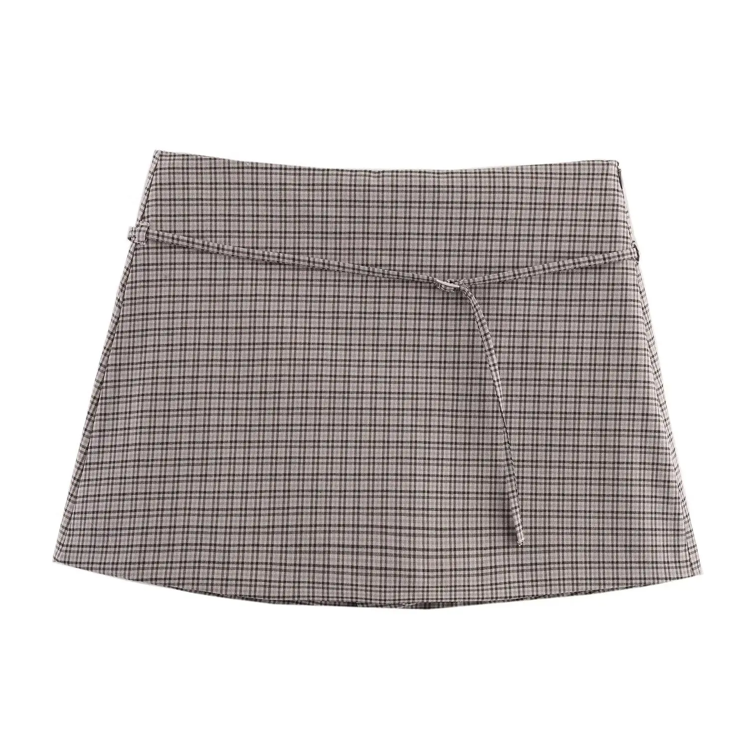 Women's Fashion Solid Slim Mid Waist Skirt With Belt Adorn Female Autumn Winter Elegant Commuting A-Line Mini Skirt Streetwear