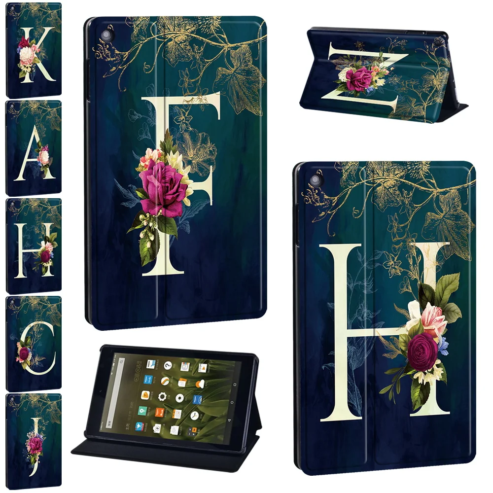 

Чехол-подставка для планшета Fire 7 (5/7/9/12th)/HD 8 Plus(6/7/8/10)/HD 10 Plus(5/7/9/11 поколения) Чехол-книжка из искусственной кожи с буквенным принтом
