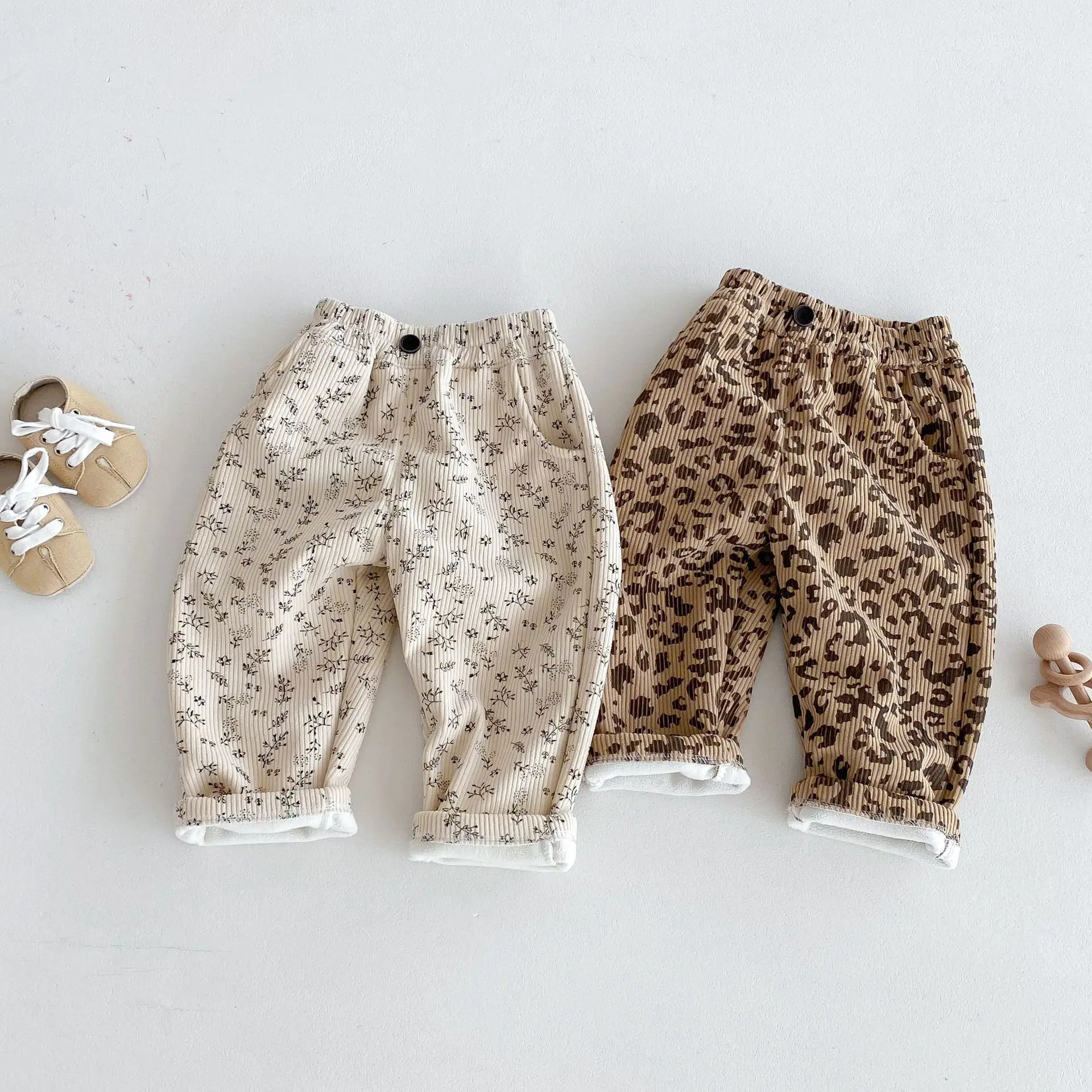 Kids Love Rose Print Elegant Pants Cotton Blend With Comfortable Fit For Girls All Day Play