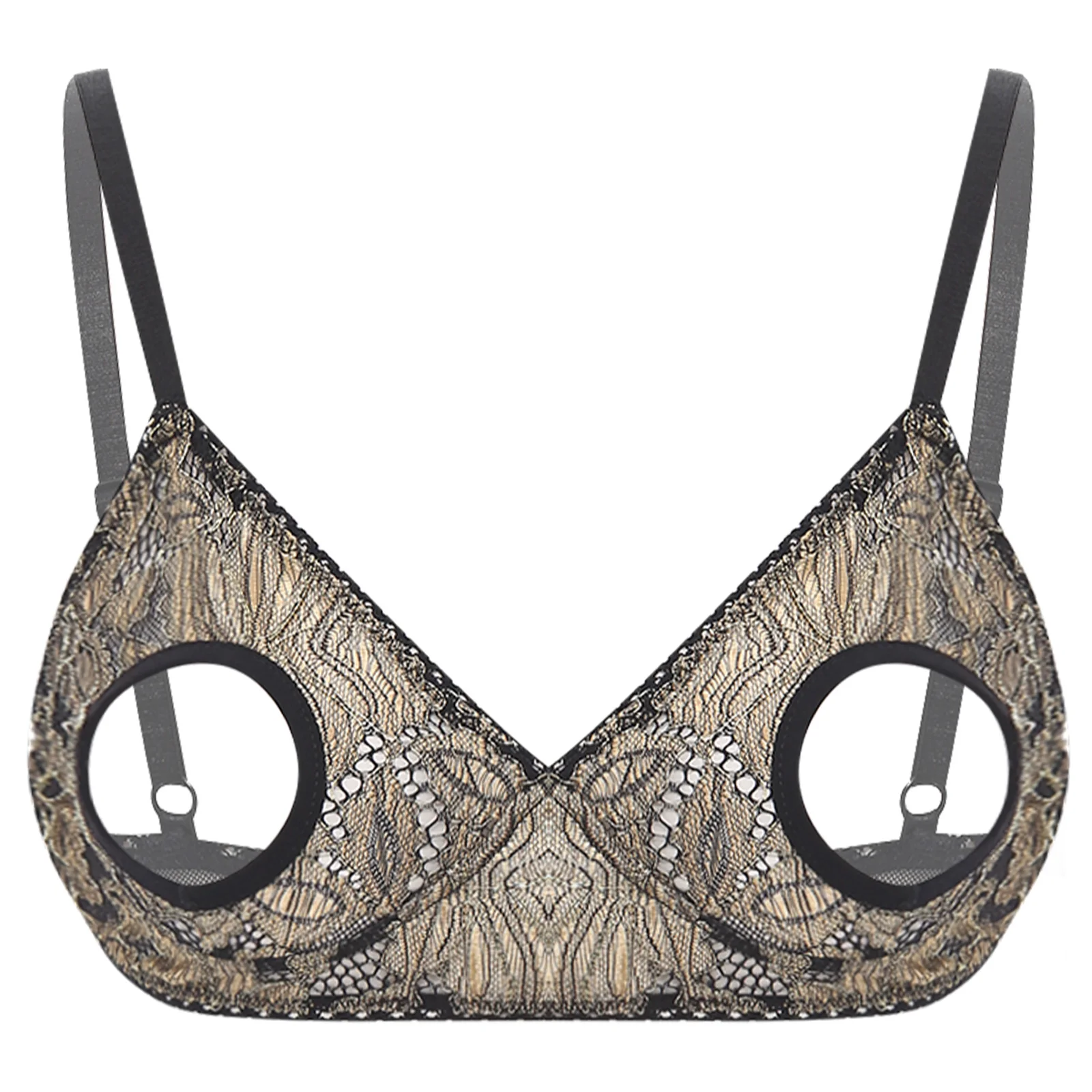 Women's Hollowing Out Nipples Bra Tops Push Up Bare Exposed Breast Underwire Brassiere Open Nipples Top Role Play Rave Club Wear