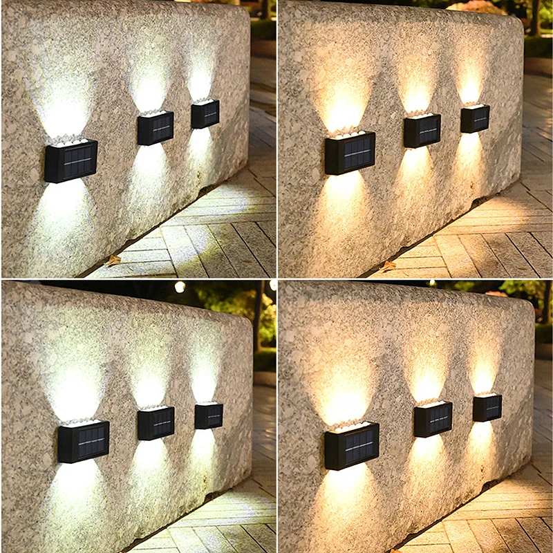 

1-2-4Pcs 4-16LED Solar Outdoor Waterproof Villa Garden Lamp Home Wall Lamp Decoration Up and Down Luminous Atmosphere Wall Light