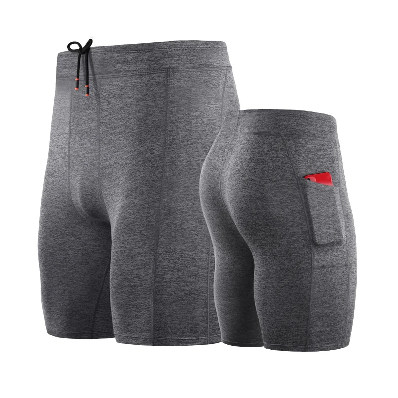 Male Sport Running Tights Quick Dry Fitness Gym Leggings Training Basketball Shorts Elastic Compression Shorts Man Gym Clothing