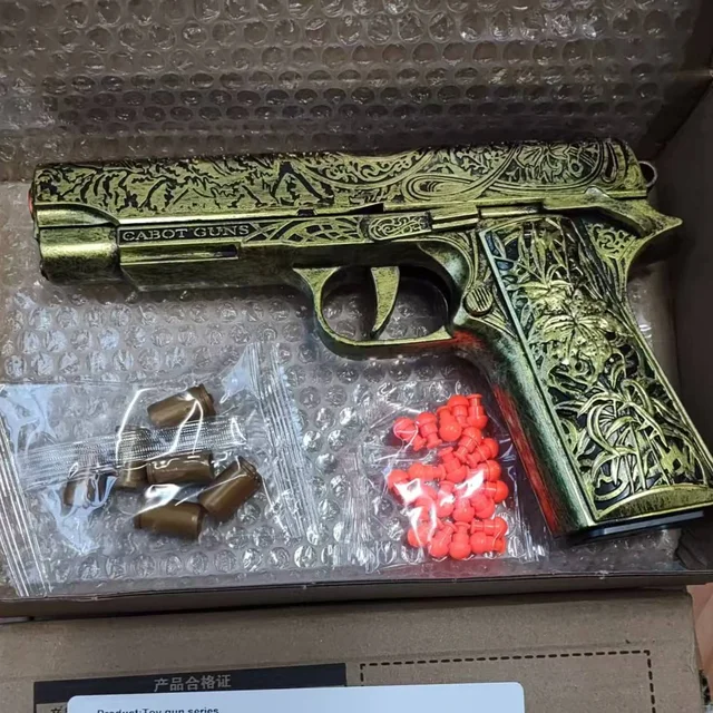 Shell Ejecting Toy Gun Carved Retro M1911 Soft Bullet Handgun Continuous Firing Outdoor Game Shooting Pistol for Kids Adults 5