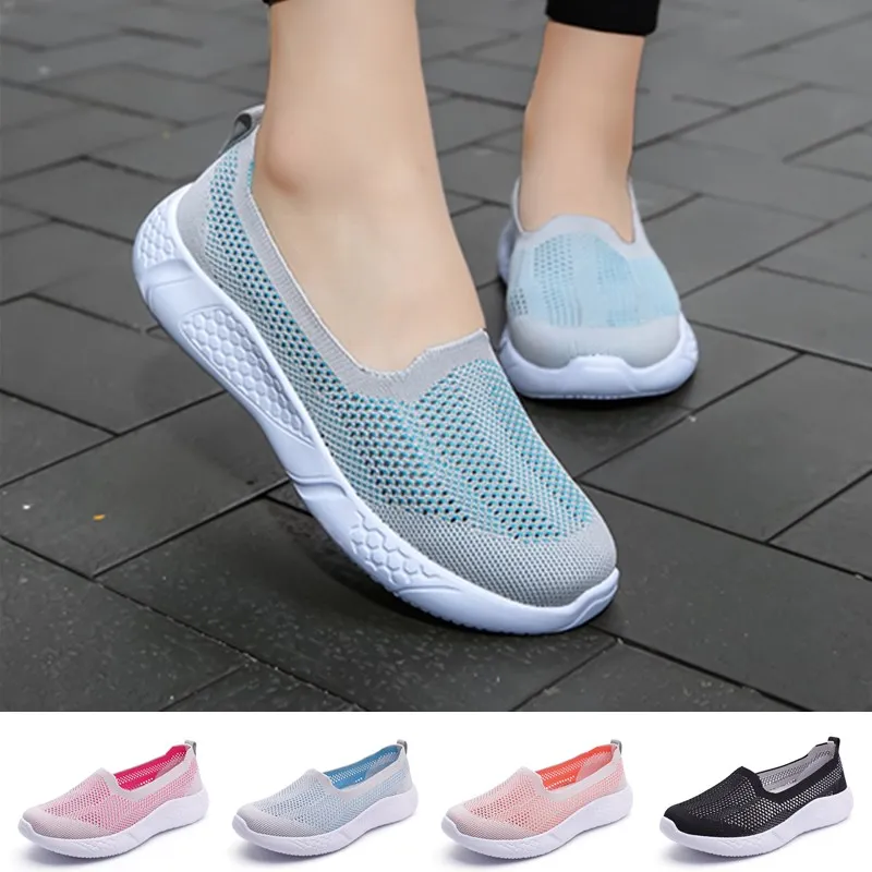 Womend's Walking Shoes Breathable Lightweight Slip-on Mother Shoe Outdoor Casual Flats Foowear EVA Lady Zapatos Para Caminar