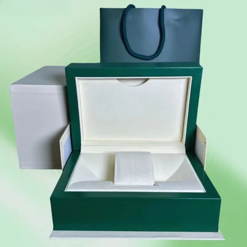 Boîte à montres verte 2026, boîte de rangement et d'exposition pour montres, boîte à bijoux, sac cadeau, rangement, coussin en microfibre avec étui, sac d'emballage