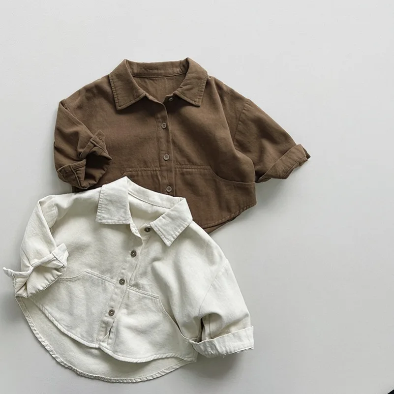 Korean Style Boys' Shirt New Spring Autumn Children's Forest Series All-Match Trendy Top Girls' Leisure Jacket Kids' Clothing