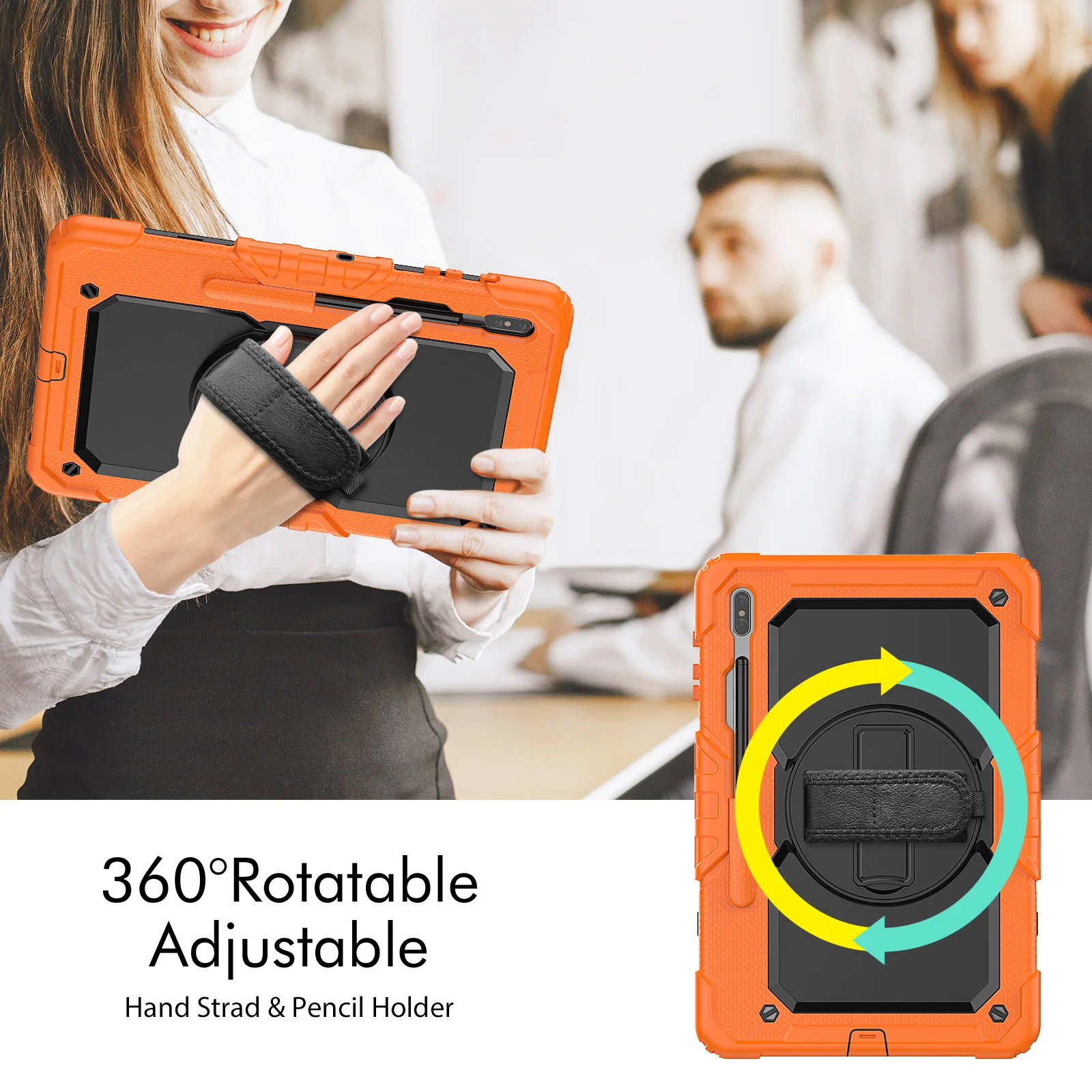 360 Rotation Hand Strap&Kickstand Funda Tablet Samsung Galaxy Tab S6 Lite 10.4 S7 /8 Plus 12.4 S8 Ultra 14.6 Protective Cover
