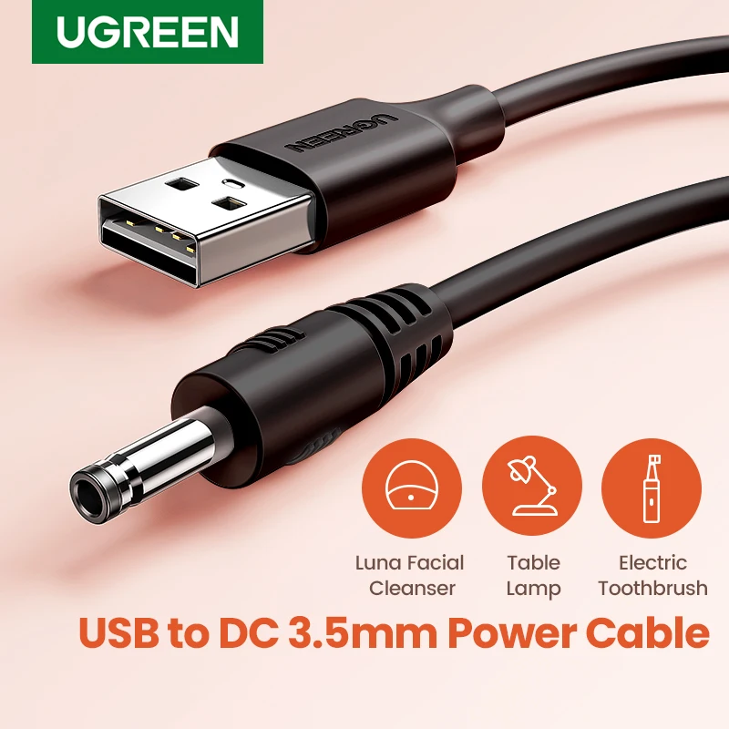 Ugreen USB to DC 3.5mm power cable USB A male to 3.5 jack connector 5V power supply charger adapter for fan cable