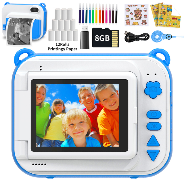 Print Camera for Kids Portable Digital Creative Print Camera for Boys Girls Child Toy Print Paper Learning Birthday Gift