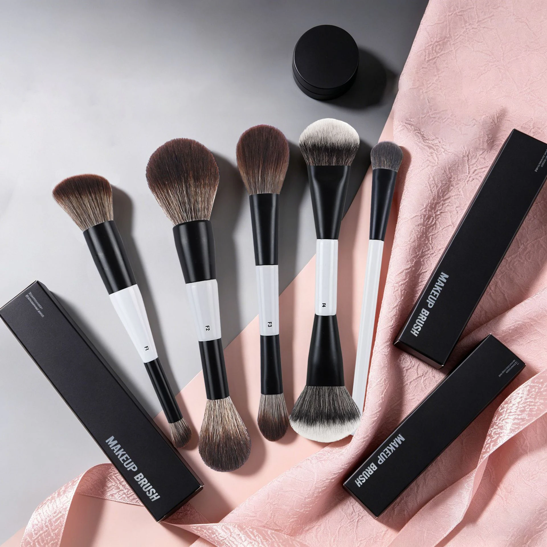 F1 Dual-Ended Contour Blush F2 Powder Brush F3 Highlight Soft Synthetic Hair Makeup Brushes Blusher Highlighter Cosmetic Brushes 6