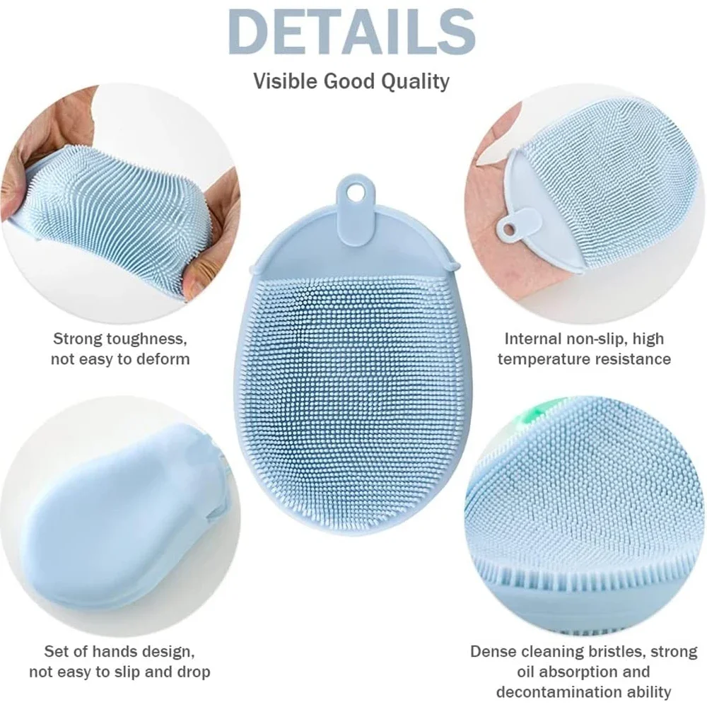 Baby Showers Hook Soft Exfoliating 1pcs Silicone Massage Bath Brush with Bath Gloves Cleaning Brush Remover Scrub Showers Bubble
