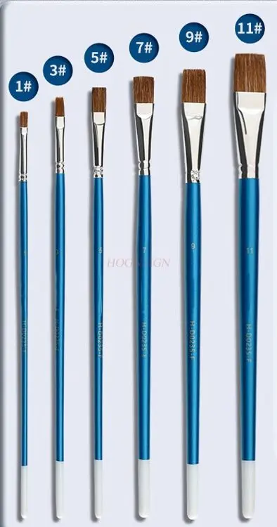 6pcs 미술 학생 특정 Wolf Hao 플랫 헤드 브러시, 안료 브러시, 수채화 브러시, 수채화 브러시 세트, 아크릴 유화