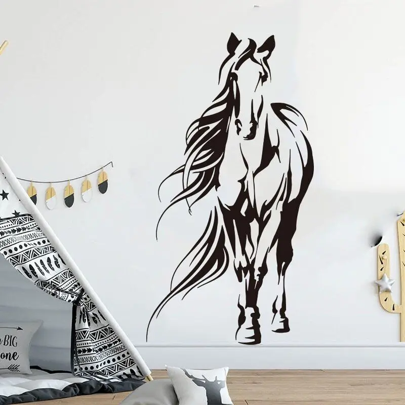 Enorme Equitazione Animale Wall Sticker Soggiorno Camera Da Letto Cavallo Giungla Animale Pet Wall Decal Camera Dei Bambini Decorazione In Vinile H125