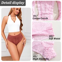 4 pièces/ensemble femmes tongs en dentelle florale Sexy Perspective string taille moyenne t-back femme respirant intimes sous-vêtements brésiliens 4