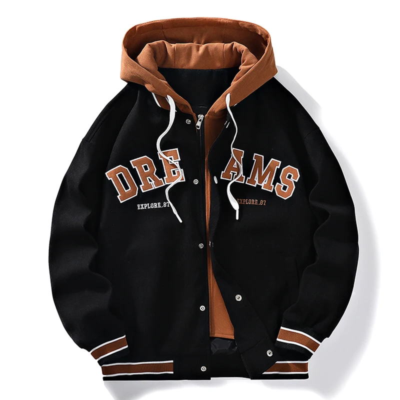 High Quality Baseball Uniform Jacket New Men's Autumn New Trendy Brand All-match Student Hooded Jacket Plus Size Coats Male 8XL 2