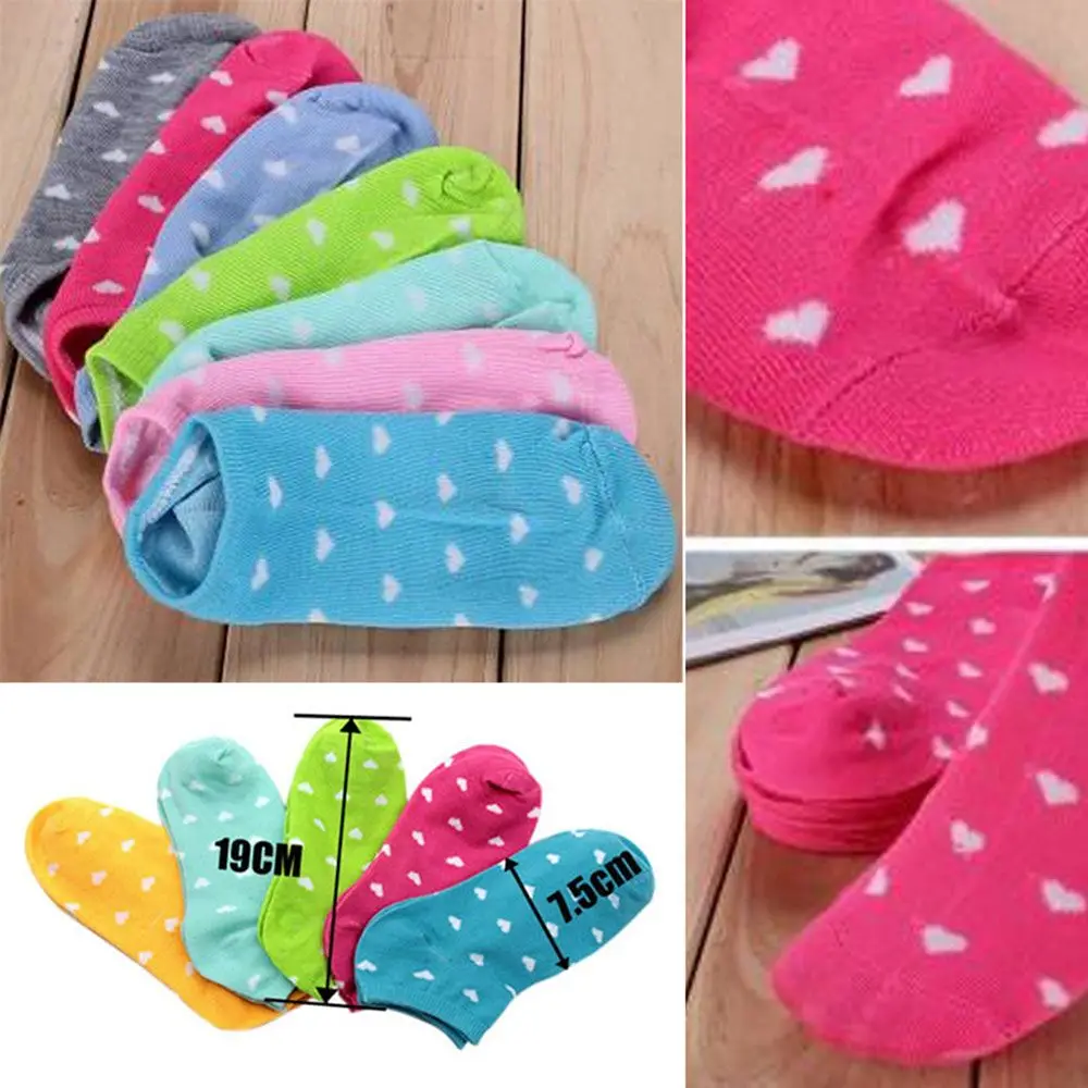 

New Arrival Practice for Women Girls Casual Cotton Spring Autumn Winter Boat Sock Sports Socks Low Cut Soft Socks Heart Pattern