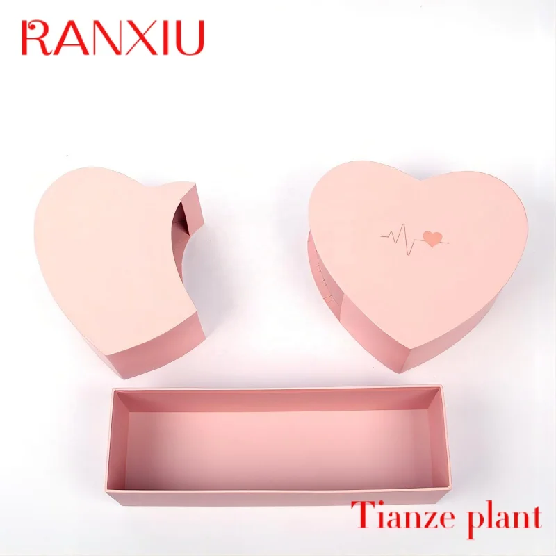 Custom Double Heart Shaped Flower Box Love Drawer Flower Gift Box Gift Packaging Box