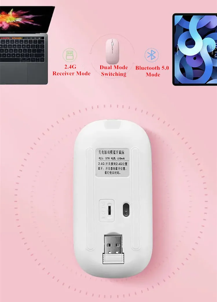 Rechargeable Wireless Bluetooth Mouse For iPad Samsung Huawei MiPad 2.4G USB Mice For Android Windows Tablet Laptop Notebook PC mouse for apple mac